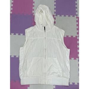 Sean John Hooded Vest White Full Zip Linen Blend - Size Xl